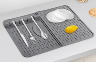 Silicone Dish Drying Mat for Kitchen Counter, Collapsible Dish Drainer Mat, Dish Drying Rack, Non-Slip, Easy to Clean (18.7×13.2 Inch)