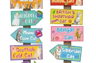 Abilat Cat Theme Party Decorations – 20 Pcs Welcome To The Cat World Directional Signs, Birthday Photo Booth Props for Door Wall Yard Home Decor