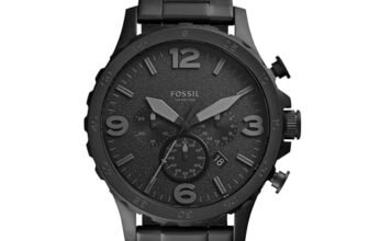 Fossil Men’s Nate Quartz Stainless Steel Chronograph Watch, Color: Black (Model: JR1401)