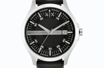 Armani Exchange A｜X Men’s Stainless Steel and Leather Watch, Color: Black/Silver (Model: AX2101)