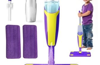 LMADFLY Kids Spray Mop – A Truly usable Cleaning Set for Toddlers, Featuring a Spray Nozzle, 2 Washable mop Pads, and a Scraper. A Montessori Household Toy Gift for Children, Girls, and Boys.