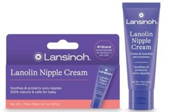 Lansinoh Lanolin Nipple Cream Safe for Breastfeeding Baby, 100% Natural Nipple Butter, Breastfeeding Essentials for Postpartum Moms, 1.41 Ounces