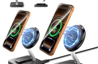 Magnetic Wireless Charger, [2 Pack] 15W Foldable Fast Charging Stand for iPhone 17/16/15/14/13/12 Series/AirPods 3/2/Pro 2/3, Samsung Wireless Charger Station for Galaxy S25 Ultra/S24/S23/S22/S21/S20