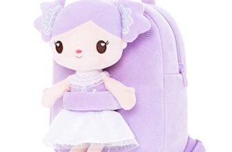 Gloveleya Toddler Backpack Kids Backpack with Candy Purple Doll 9″