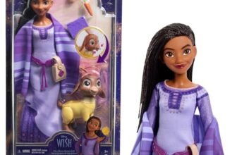 Mattel Disney Wish – Set Avventure con Asha di Rosas, bambola Asha snodata con abito rimovibile, cucciolo Valentino, Star, giocattolo per bambini 3+ , accessori possono variare HPX25