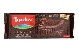 Loacker Classic Double Choc, Fragranti Strati di Wafer al Cacao Pregiato Farciti con Crema al Cacao e Cioccolato, 1 Confezione da 175g