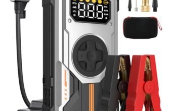 Eigotrav Avviatore Batteria Auto con Compressore 150PSI 6000A Avviatore Emergenza per Auto (Fino a 7,5L di Benzina/6,0L di Gasolio) 12V 3 Modalità Torcia Ricarica USB Booster Avviamento Portatile