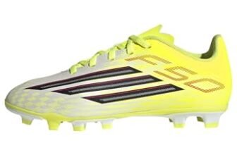 adidas Unisex – Bambini e Ragazzi F50 Club Firm Ground/Multi Ground Football Boots Kids, Team Solar Yellow 2/Core Black/Lucid Red, 33 EU