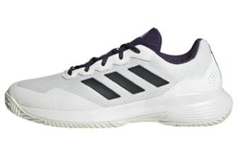 Adidas Gamecourt 2.0 Tennis Shoes, Scarpe da Tennis Uomo, Core White Core Black Aurora Plum, 46 EU