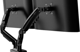Invision Braccio Monitor Doppio per Schermi 19-32 pollici, VESA 75/100mm Morsetto Scrivania, Regolazione Dell’altezza con Inclinazione, Girevole e Ruota, Capacità di Carico da 2-9 kg (MX400)