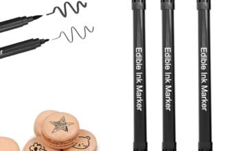 3 Pennarelli Alimentari Neri – Penna Edibile Doppia Punta per Decorazione Torte, Biscotti, Cioccolato, Macaron – Punta Fine & Spessa – Sicuro per Alimenti