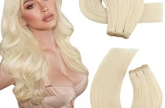 Moresoo Extension Capelli Veri Tessitura Biondo Platino Giallo 60 cm/24 Pollice Extension Tessitura Capelli Veri biondo Remy Uso Quotidiano 100g #60