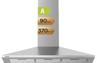 CIARRA Classe A Cappa Aspirante 90 cm Cappa da Cucina 370 m³/h 3 Velocità di Aspirazione filtro in alluminio (Argento)-CAS9201A