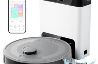 LEFANT M2 Pro Robot Aspirapolvere Lavapavimenti con Mappatura, 6000Pa, Navigazione Laser dToF, Evitamento Ostacoli PSD, Svuotamento Automatico Polvere, Pulizia Personalizzata, WiFi/App/Alexa