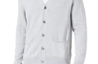 Amazon Essentials Cardigan da uomo in cotone, grigio chiaro, XS