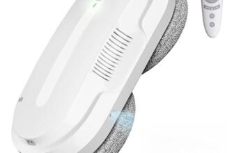 HIXZAP X1 Robot Lavavetri Finestre,Doppi Ugelli con Spruzzo Ultrasonico(2400-3200pa) Lavavetri Automatico,3 Modalità di Pulizia,Rilevamento Intelligente dei Bordi[Telecomandoe 10 Panni]