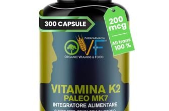 Parafarmacia OVF, Vitamina K2 mk7 200 mcg All Trans, 300 capsule (10 mesi di fornitura), Vitamina K2 pura, Ottima per ossa e Vasi sanguigni