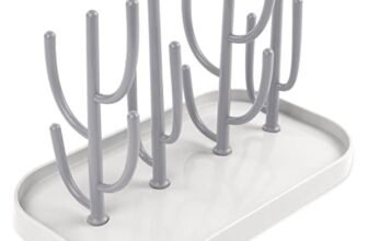 Vicloon Rastrelliere Asciuga Biberon, Bottiglia Stendino con Puntoni Rimovibili, in Materiale PP Sicuro, Senza BPA, Salvaspazio (Grigio)