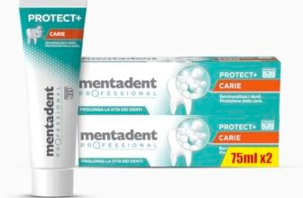 Mentadent Professional Dentifricio Protect+ Carie, Remineralizza e Protegge i Denti dalla Carie, Rinforza lo Smalto, con Minerali Bio-compatibili e con Fluoro, Formato 2×75 ml