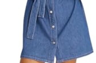 Calvin Klein Donna Chemisier Linen Boxy Belted Denim, Blu (Denim Medium), XXS