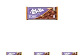 Milka Mandorlato, Tavoletta di Cioccolato al Latte e Mandorle intere – 100g (Confezione da 4)