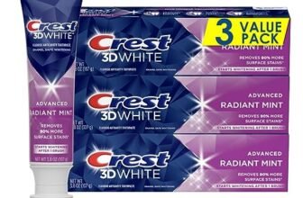 Crest 3D White Radiant Mint dentifricio sbiancante, pacco da 3 pezzi, 323 grammi, Menta