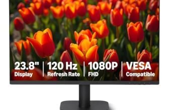Amazon Basics – Monitor per Computer da 60.45 cm 120 Hz, FHD 1080 P, HDMI, DP, VGA, Compatibile VESA, per Ufficio, Casa, Nero