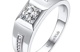 MomentWish Anello Uomo, Moissanite Anello Nuziale per Gli Uomini, Banda Nuziale D’argento S925 Anelli Per Uomini Donne-Size47(14.9)