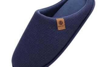 ONCAI Pantofole da Uomo Invernali Ciabatte da Casa con Memory Foam Calde Pelliccia Sintetica Cotone Scarpe Accogliente Antiscivolo Suola Blu Dimensione 49