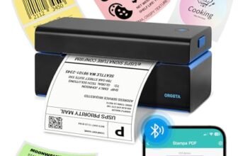 ORGSTA T001 stampante etichette adesive termica etichettatrice spedizione bluetooth 4×6 (10x15cm) Stampante di Etichette Postali per Aziende, Compatibile con Amazon, Shopify, Ebay, DHL, DPD