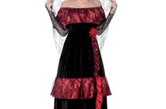 Smiffys Costume Sposa Giorno dei Morti, comprende Abito e Velo con Rose Halloween, Carnevale