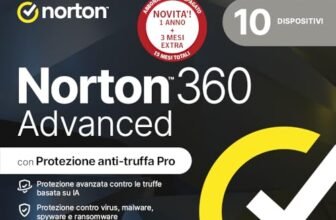 Norton 360 Advanced 2026 | Antivirus per 10 dispositivi | 200 Gb di backup | Licenza di 15 mesi con rinnovo automatico | PC, Mac, tablet e smartphone | Codice d’attivazione via email