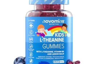 Gommose L-Teanina per Bambini – Integratore Naturale per Concentrazione e Focus – Con L-Teanina 50 mg, Melissa e Vitamina B6 – Vegan, Senza Glutine – Novomins