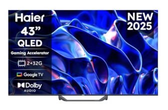 Haier QLED 4K UHD H43S81FUX 43” Smart TV, Google TV, Dolby Audio, HDR 10, Telecomando Smart, Google Assistant, Bluetooth 5.1, Gaming 120Hz, USB 2.0, DBX TV, HDMI 2.1 x 4 [2025]