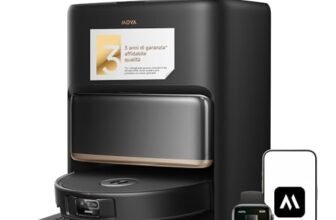 Mova P50s Ultra Robot Aspirapolvere e Lavapavimenti, 24000Pa, Mop Autopulente con Acqua Calda, Sistema Stepmaster Per Il Superamento Ostacoli e Navigazione Flashpulse 3d Tof a Doppia Luce, Nero