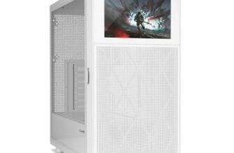 NOX XTREME PRODUCTS HUMMER BIOS – Semitower ATX|M-ATX| ITX, Display LCD da 8” personalizzabile, Pannello frontale rete metallica, laterale vetro temperato, Spazio per 11 ventole, USB-C e 3.0, Bianco