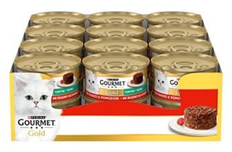 GOURMET Gold Cibo Umido per Gatti Adulti Tortino con Manzo e Verdure 24 Lattine da 85g