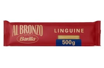Barilla Pasta Al Bronzo Linguine 100% Grano Italiano, Pasta Trafilata Al Bronzo con Lavorazione al Bronzo Grezzo, Ruvidità Intensa, Formato Spesso e Corposo, Alta Tenuta di Sugo e Cottura, 500 g