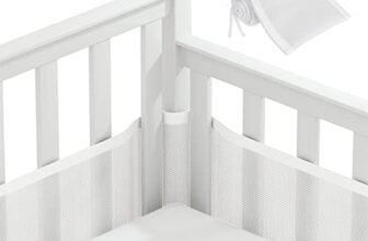 Vicloon Paracolpi Lettino, 2 Pezzi Paraurti Cot Morbida e Traspirante, Paracolpi per Lettino con 10 Cinghia Fissa, Lavabile, Bianca, 340cm x 30cm + 160cm x 30cm