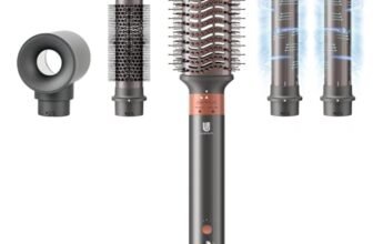webeauty [6 in 1] Phon Capelli, 110,000 GIRI/MIN, 30M/S Asciugacapelli, 500 Milioni Ioni con Spazzola Asciugacapelli,Spazzola Rotonda, Arricciacapelli Ad Aria, Grigio