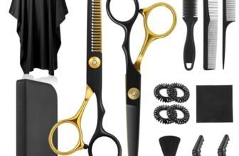 Lictin Ket Forbici Parrucchiere Professionali 15 PCS, Forbici per Capelli Dritte e Forbici per Sfoltire i Capelli in Acciaio Inox Ultra Affilato, Manico Ergonomico, Salone/Casa (Nero E Oro, 6.7″)