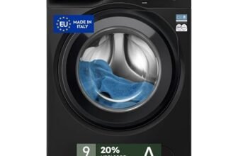 Electrolux Lavatrice Frontale Serie 700 SteamCare EW7F49DG, 9 kg, Classe A, Programma Vapore Refresh, Tecnologia SensiCare+ – Lavaggio preciso e rapido, QuickCare 69 min, CareDrum, 72 dB, Nero