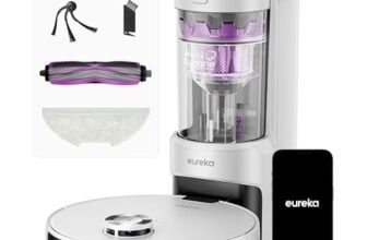 EUREKA E20 Evo Plus Robot Vacuum Cleaner with Bagless Station Suction 10000 Pa Robot Vacuum Cleaner Self-Draining, Anti Tangle for Hair Pet Hair, Mop Lift, 10 mm