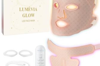 Maschera LED Viso e Collo con Infrarossi Vicini, 7 Colori, Silicone Flessibile, Cinghie Regolabili, Cura Luminosa a Casa (Rosa)
