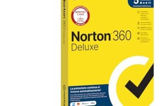 Norton 360 Deluxe 2026, Antivirus 5 dispositivi, 15 mesi rinnovo automatico, prodotto fisico