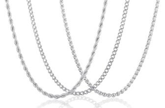 Esmoly 3 Pezzi Collana Uomo Catenina Necklace for Men Oro Argento Nero Acciaio Inossidabile Cuban Chain 45cm/50cm/55cm/60cm Regalo Uomo Ragazzo 2mm/3mm/4mm/5mm/6mm (Argento, 55cm/3mm)