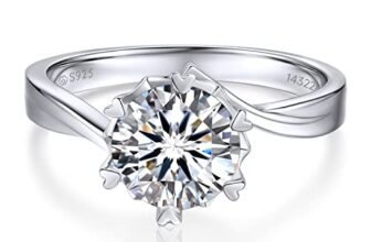 MomentWish Anelli Donna, 2 Carato Anello di Fidanzamento Moissanite VVS1 D Colore Anello di Eternità S925 Argento anelli Regalo di nozze per Donna Sposa Anello Dimensione47
