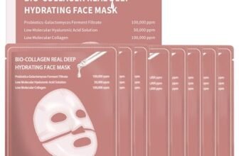 8 Pezzi Bio-Collagen Real Deep Mask, Bio Collagen Overnight Face Mask, Maschera Viso Coreana Overnight, Maschera Idratante, Migliora L’elasticità e Riduce le Linee Sottili, Tutti i Tipi di pelle