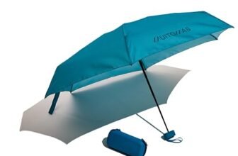 Muitomas, Ombrellino con Custodia, Ombrello Pioggia Pieghevole, Ombrello Piccolo Antivento e Pioggia, Colore Blu Ottanio