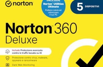 Norton 360 Deluxe 2026 + Utilities Ultimate | Antivirus 5 dispositivi | 50 GB backup | 15 mesi rinnovo automatico | 1 Utente | Codice d’attivazione via email”